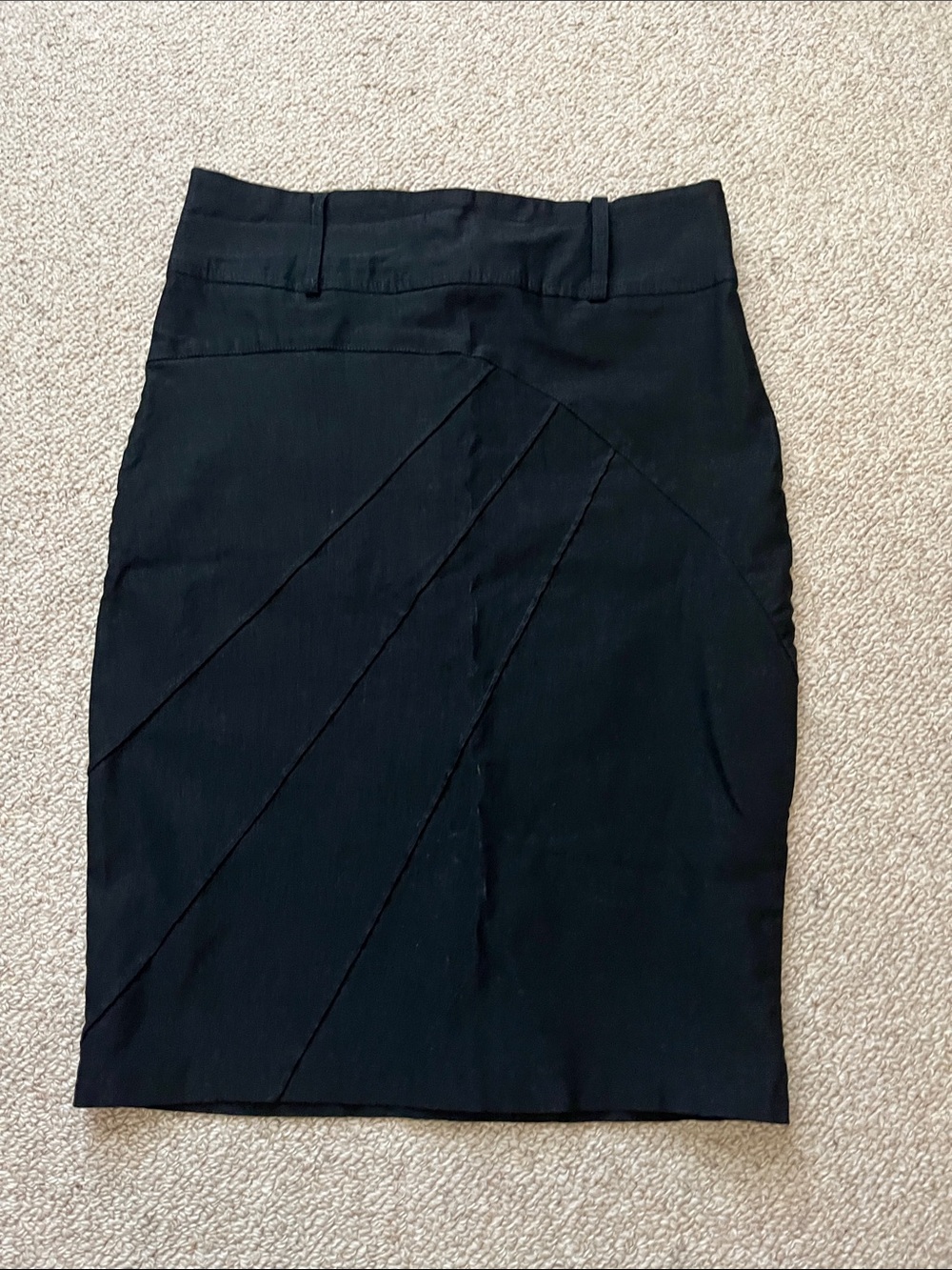 Classic Black Pencil Skirt with Panel Detail- L